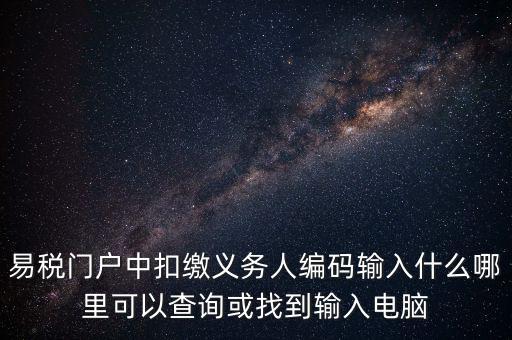 易稅門戶中扣繳義務(wù)人編碼輸入什么哪里可以查詢或找到輸入電腦