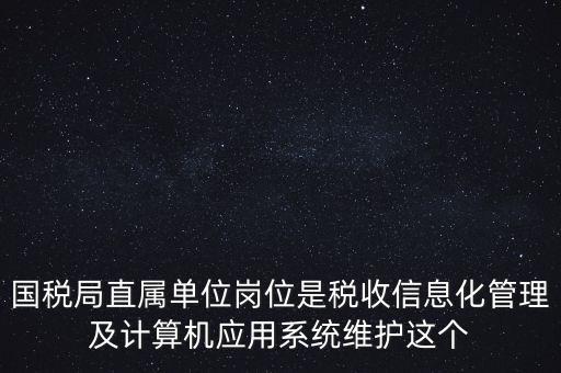 國稅局直屬單位崗位是稅收信息化管理及計算機(jī)應(yīng)用系統(tǒng)維護(hù)這個