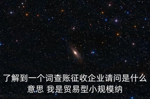 了解到一個詞查賬征收企業(yè)請問是什么意思 我是貿(mào)易型小規(guī)模納