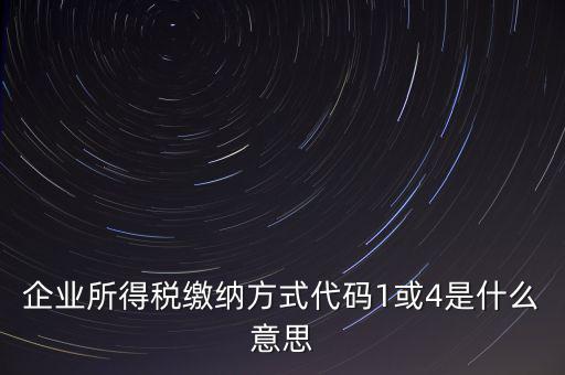 企業(yè)所得稅繳納方式代碼1或4是什么意思