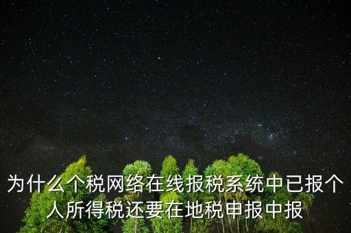 為什么個(gè)稅網(wǎng)絡(luò)在線報(bào)稅系統(tǒng)中已報(bào)個(gè)人所得稅還要在地稅申報(bào)中報(bào)