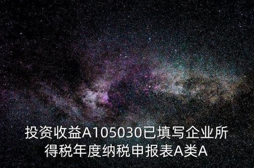 a100000什么時候填，投資收益A105030已填寫企業(yè)所得稅年度納稅申報表A類A