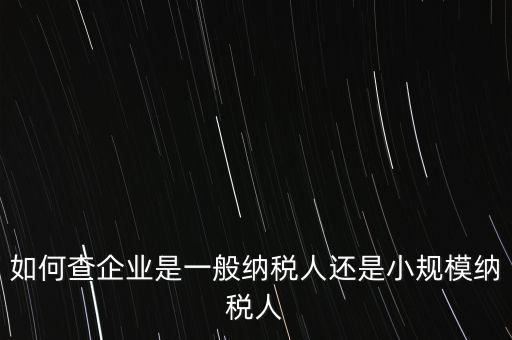 查詢公司什么納稅人，如何查企業(yè)是一般納稅人還是小規(guī)模納稅人