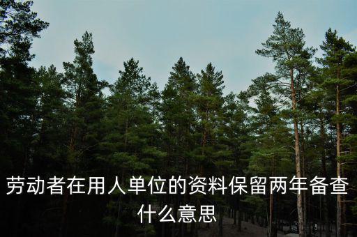 留存?zhèn)洳槭鞘裁匆馑?，勞動者在用人單位的資料保留兩年備查什么意思