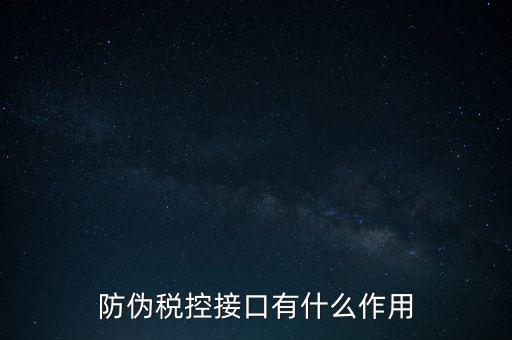 防偽稅控接口有什么作用