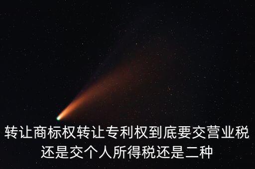 轉(zhuǎn)讓商標權(quán)轉(zhuǎn)讓專利權(quán)到底要交營業(yè)稅還是交個人所得稅還是二種