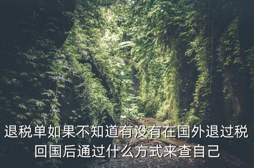 退稅單如果不知道有沒有在國(guó)外退過稅回國(guó)后通過什么方式來查自己