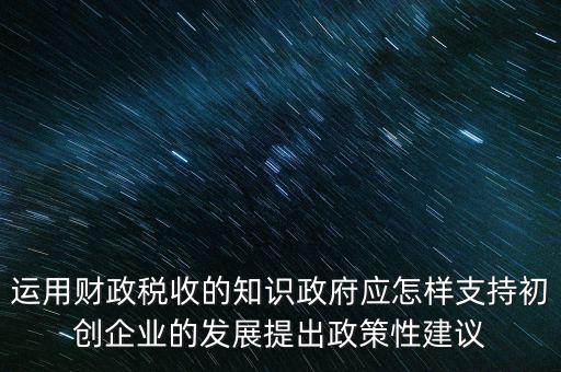 運用財政稅收的知識政府應怎樣支持初創(chuàng)企業(yè)的發(fā)展提出政策性建議