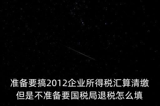 準(zhǔn)備要搞2012企業(yè)所得稅匯算清繳但是不準(zhǔn)備要國稅局退稅怎么填