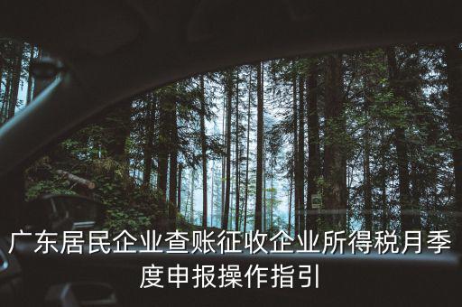 廣東居民企業(yè)查賬征收企業(yè)所得稅月季度申報(bào)操作指引