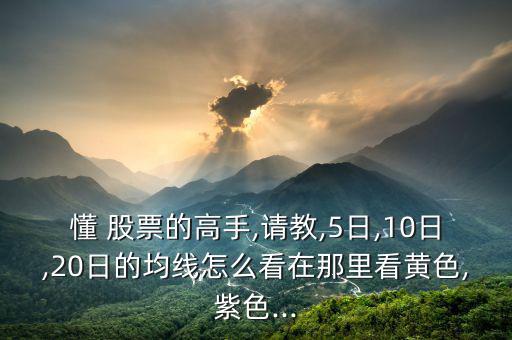 懂 股票的高手,請(qǐng)教,5日,10日,20日的均線怎么看在那里看黃色,紫色...