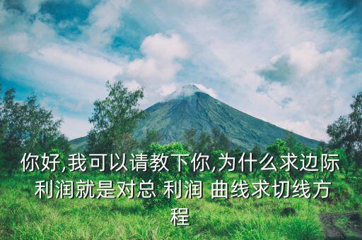 你好,我可以請教下你,為什么求邊際 利潤就是對總 利潤 曲線求切線方程