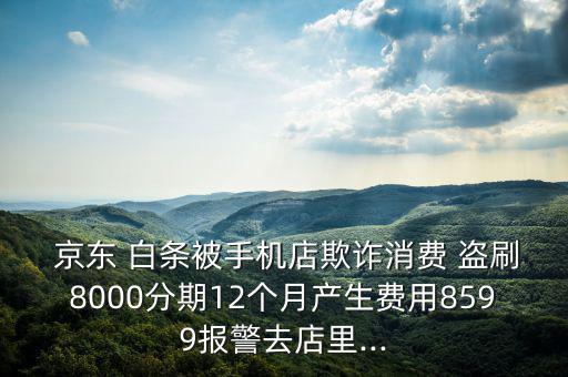  京東 白條被手機店欺詐消費 盜刷8000分期12個月產生費用8599報警去店里...