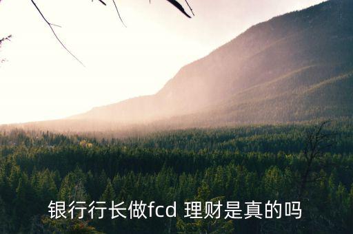 銀行行長做fcd 理財是真的嗎