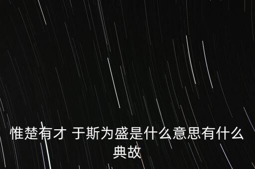 惟楚有才 于斯為盛是什么意思有什么典故