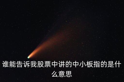 誰(shuí)能告訴我股票中講的中小板指的是什么意思