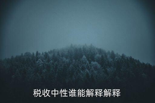 稅收中性誰(shuí)能解釋解釋