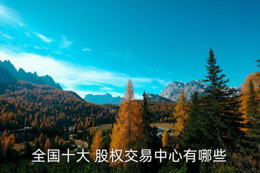 全國十大 股權(quán)交易中心有哪些
