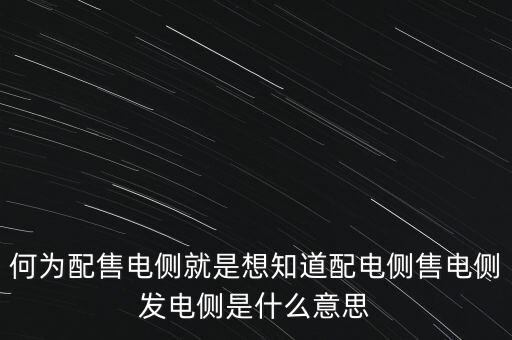 什么是發(fā)電側(cè)，發(fā)電側(cè)和變電側(cè)的側(cè)是什么意思啊