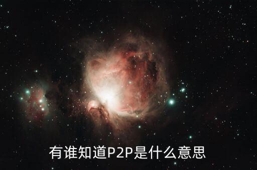 有誰知道P2P是什么意思