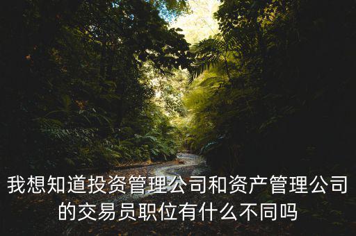 我想知道投資管理公司和資產(chǎn)管理公司的交易員職位有什么不同嗎