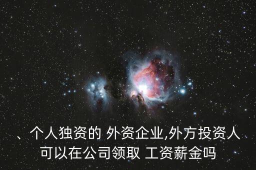、個(gè)人獨(dú)資的 外資企業(yè),外方投資人可以在公司領(lǐng)取 工資薪金嗎