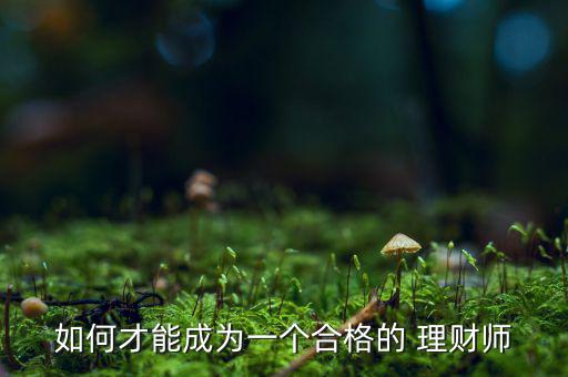 如何才能成為一個(gè)合格的 理財(cái)師