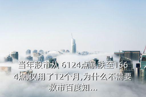 當年股市從 6124點暴跌至1664點,僅用了12個月,為什么不需要救市百度知...
