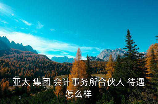 亞太 集團(tuán) 會計事務(wù)所合伙人 待遇怎么樣