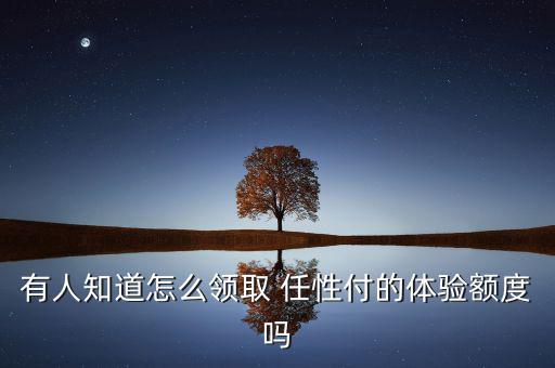 有人知道怎么領(lǐng)取 任性付的體驗額度嗎