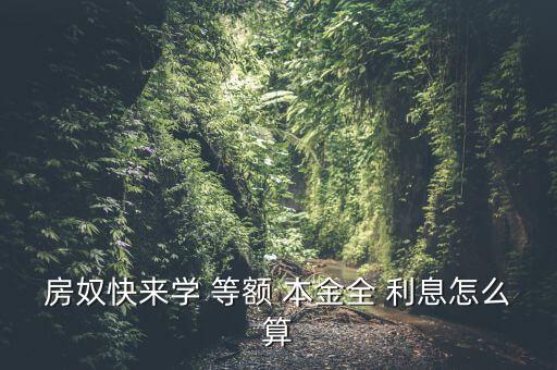 房奴快來學 等額 本金全 利息怎么算