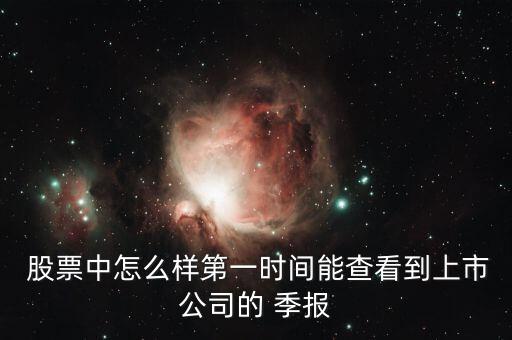  股票中怎么樣第一時間能查看到上市公司的 季報