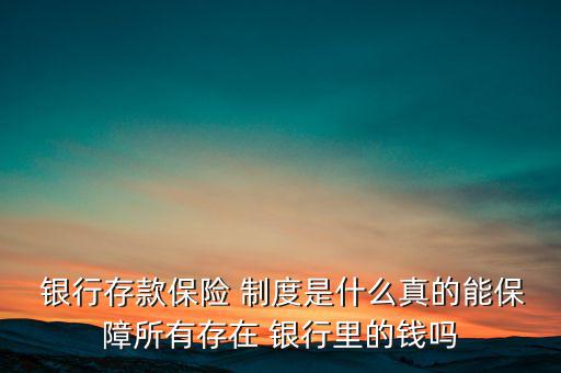  銀行存款保險 制度是什么真的能保障所有存在 銀行里的錢嗎