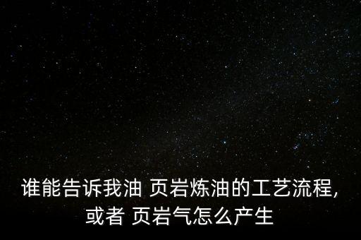 誰能告訴我油 頁巖煉油的工藝流程,或者 頁巖氣怎么產生