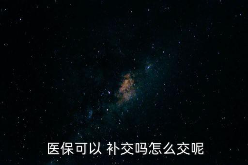  醫(yī)保可以 補交嗎怎么交呢