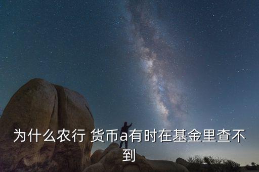 為什么農行 貨幣a有時在基金里查不到