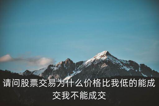 請問股票交易為什么價格比我低的能成交我不能成交