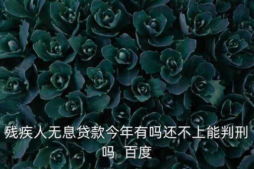 殘疾人無息貸款今年有嗎還不上能判刑嗎  百度