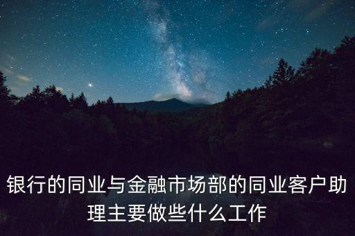 銀行的同業(yè)與金融市場(chǎng)部的同業(yè)客戶助理主要做些什么工作