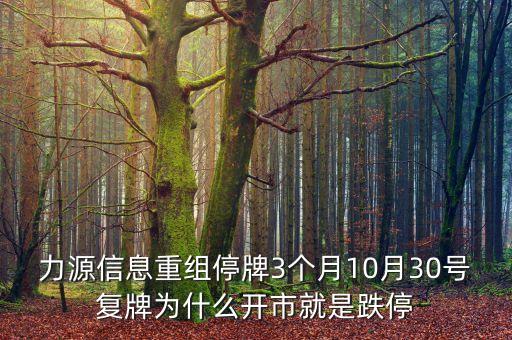 力源信息重組停牌3個(gè)月10月30號(hào)復(fù)牌為什么開市就是跌停