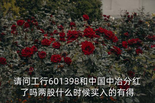 請問工行601398和中國中冶分紅了嗎兩股什么時候買入的有得