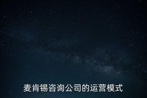 麥肯錫咨詢公司的運(yùn)營模式