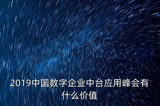 2019中國(guó)數(shù)字企業(yè)中臺(tái)應(yīng)用峰會(huì)有什么價(jià)值