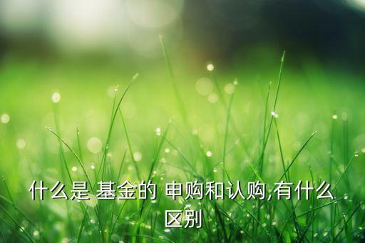 什么是 基金的 申購和認購,有什么區(qū)別