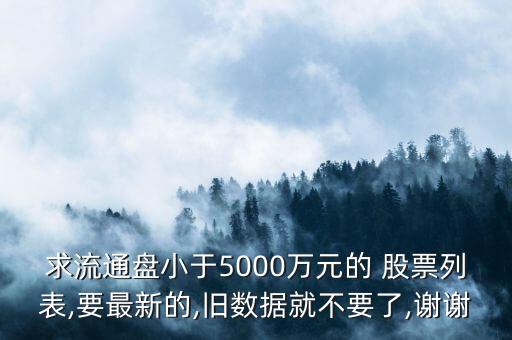 求流通盤小于5000萬(wàn)元的 股票列表,要最新的,舊數(shù)據(jù)就不要了,謝謝