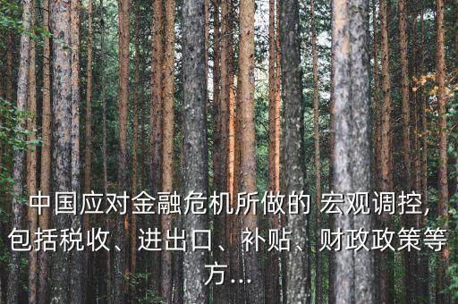 中國應對金融危機所做的 宏觀調控,包括稅收、進出口、補貼、財政政策等方...