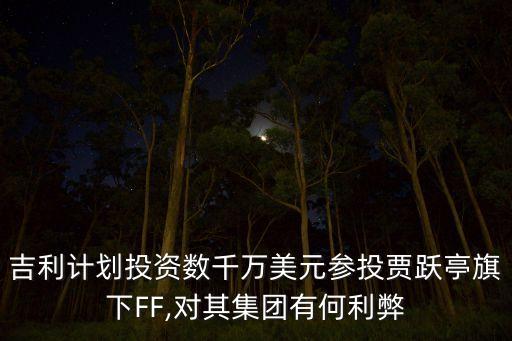 吉利計劃投資數(shù)千萬美元參投賈躍亭旗下FF,對其集團有何利弊