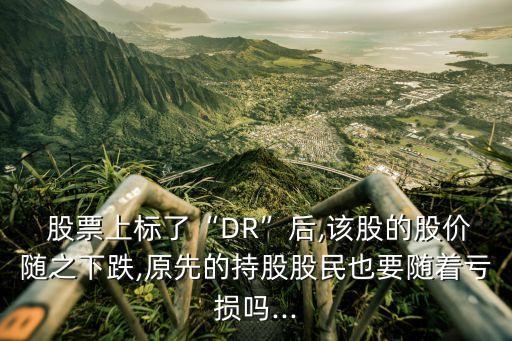  股票上標(biāo)了“DR”后,該股的股價隨之下跌,原先的持股股民也要隨著虧損嗎...