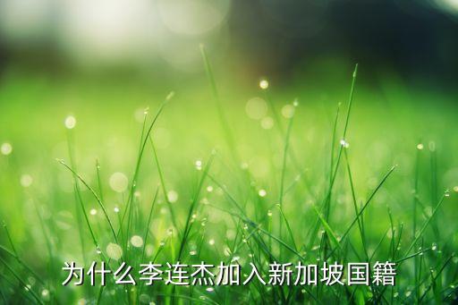 為什么李連杰加入新加坡國籍