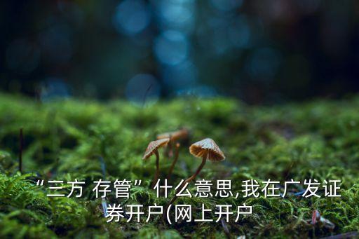 “三方 存管”什么意思,我在廣發(fā)證券開戶(網(wǎng)上開戶